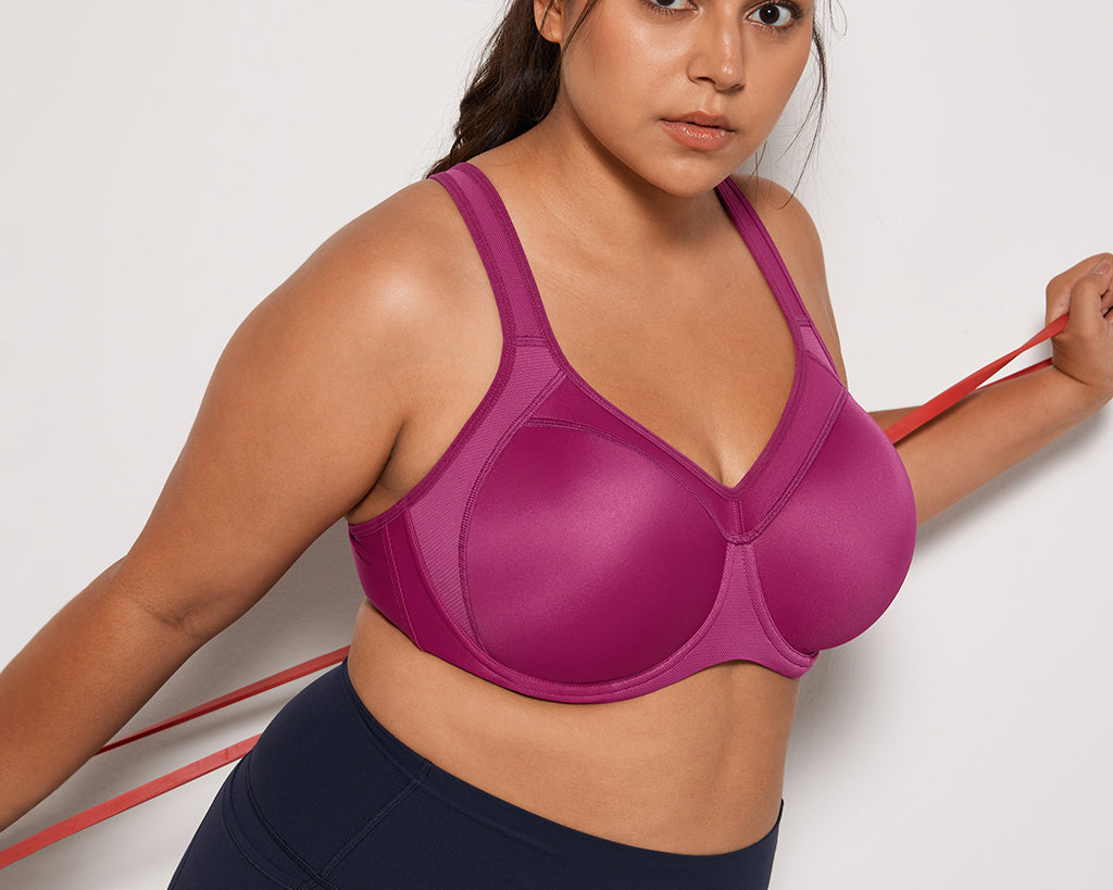 Women's Racerback Underwire Sport Bra Magenta Purple
