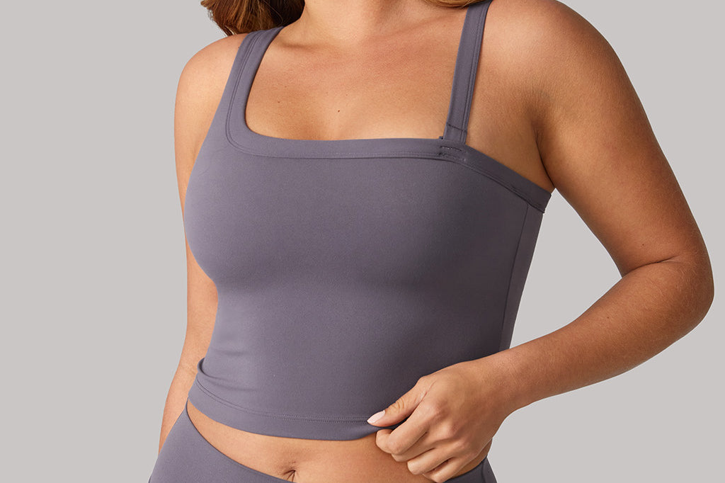 Women's Hugcurve One Shoulder Longline Sports Bra - Detachable Shoulder Strap Concrete