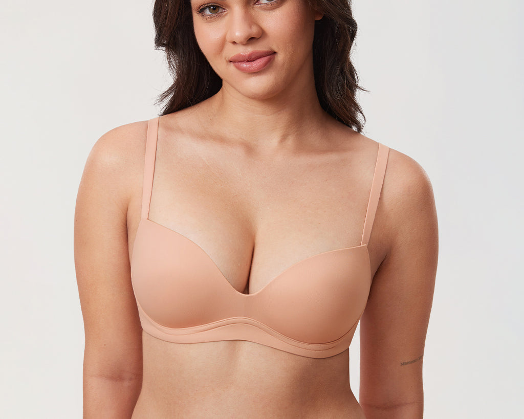 Women's Everyday Wireless Push Up Bra Blush Beige