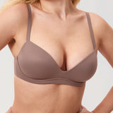 Women's Everyday Wireless Push Up Bra Brown Purple