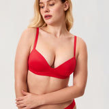 Women's Everyday Wireless Push Up Bra Deep Red