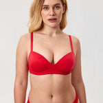 Women's Everyday Wireless Push Up Bra Deep Red