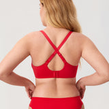Women's Everyday Wireless Push Up Bra Deep Red