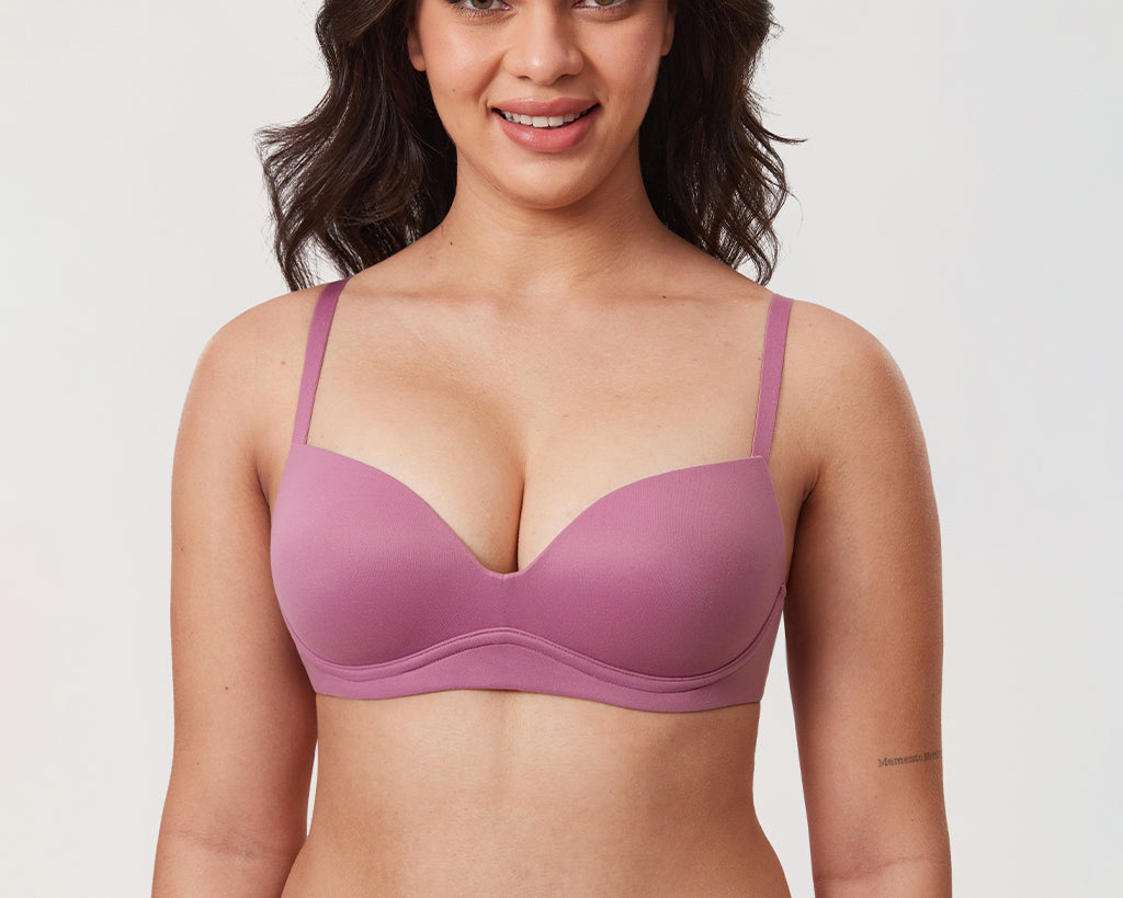 Women's Everyday Wireless Push Up Bra Smoke Rose