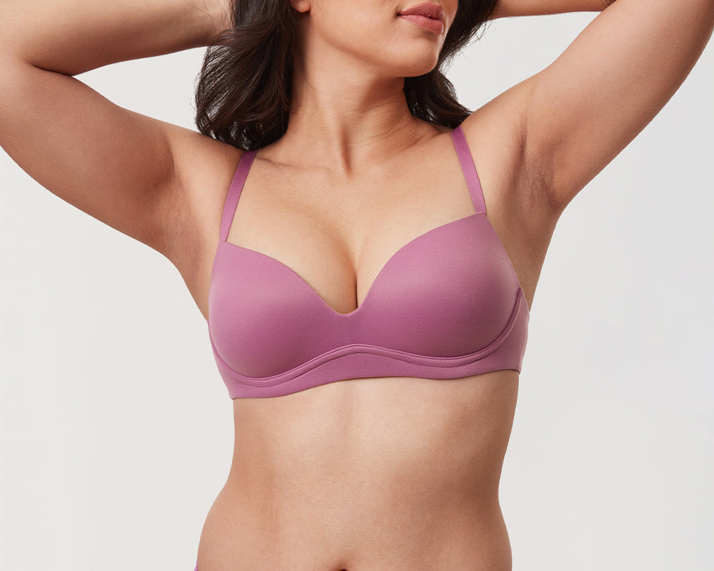 Women's Everyday Wireless Push Up Bra Smoke Rose