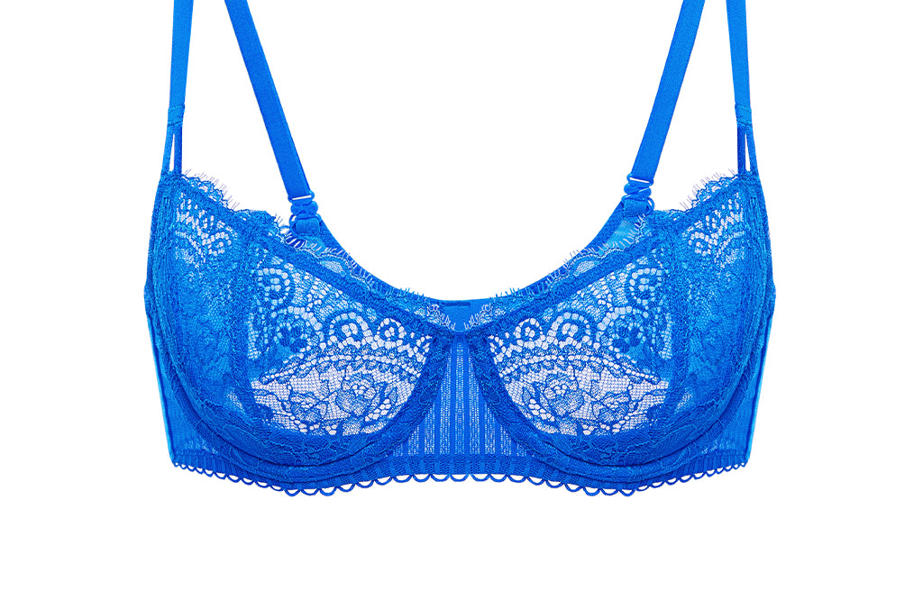 Women's Lace Balconette Underwire Bra Sky Blue @model_info:ES1