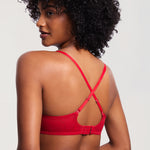 Women's Lace Balconette Underwire Bra Lipstick Red