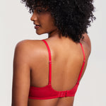 Women's Lace Balconette Underwire Bra Lipstick Red