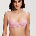 Women's Lace Balconette Underwire Bra Peach Pink