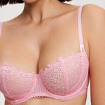 Women's Lace Balconette Underwire Bra Peach Pink
