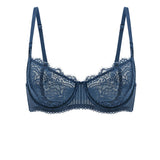 Women's Lace Balconette Underwire Bra Military Blue