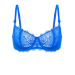 Women's Eyelash Lace Balconette Bra Sky Blue
