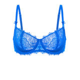 Women's Eyelash Lace Balconette Bra Sky Blue