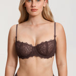 Women's Eyelash Lace Balconette Bra Hazelnut