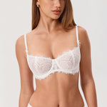 Women's Eyelash Lace Balconette Bra Coconut White @model_info:ESA4