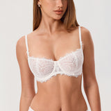 Women's Eyelash Lace Balconette Bra Coconut White @model_info:ESA4