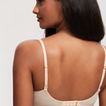 Women's Eyelash Lace Balconette Bra Beige