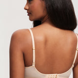 Women's Eyelash Lace Balconette Bra Beige
