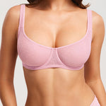 Women's Sexy Mesh Underwire Balconette Bra Sweet Pink