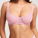 Women's Sexy Mesh Underwire Balconette Bra Sweet Pink