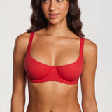 Women's Underwire Balconette Bra Lipstick Red