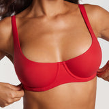 Women's Underwire Balconette Bra Lipstick Red