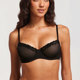 Women's Lacy Mesh Balconette Bra White