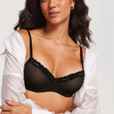 Women's Lacy Mesh Balconette Bra White