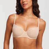 Women's Lacy Mesh Balconette Bra White