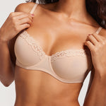 Women's Lacy Mesh Balconette Bra White