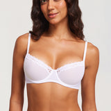 Women's Lacy Mesh Balconette Bra White