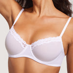 Women's Lacy Mesh Balconette Bra White