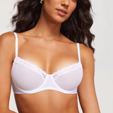 Women's Lacy Mesh Balconette Bra White