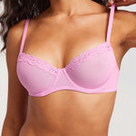 Women's Lacy Mesh Balconette Bra White