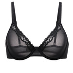 Women's Cosnufy® Mesh Sheer Demi Underwire Unlined Balconette Bra With Lace Trim White