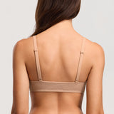 Women's Sexy Mesh Dotted Front Closure Bra Natural