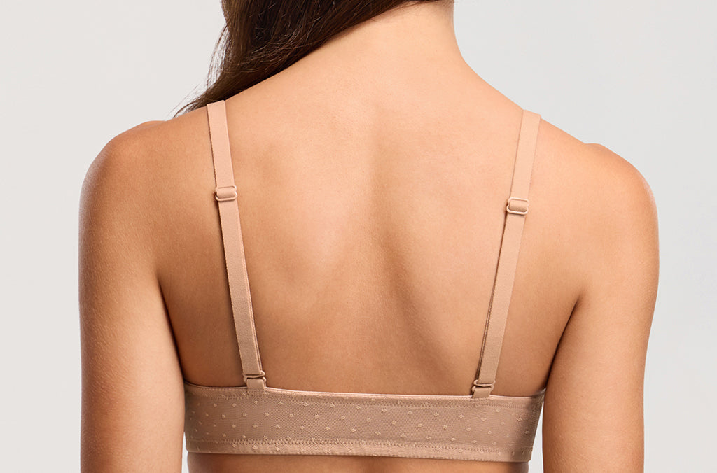 Women's Sexy Mesh Dotted Front Closure Bra Natural