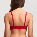 Women's Sexy Mesh Dotted Front Closure Bra Lipstick Red