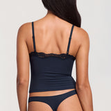 Women's Lace V Neck Double Lined Camisole Top True Navy