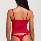 Women's Lace V Neck Double Lined Camisole Top Lipstick Red