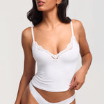 Women's Lace V Neck Double Lined Camisole Top White