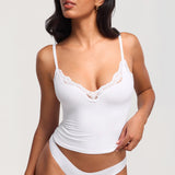 Women's Lace V Neck Double Lined Camisole Top White