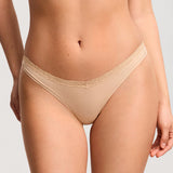 Women's V-waisted Lace Thongs 3 Pack Warm Beige (3pack)