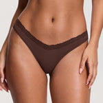 Women's V-waisted Lace Thongs 3 Pack Hazelnut (3pack)