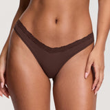 Women's V-waisted Lace Thongs 3 Pack Hazelnut (3pack)