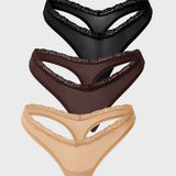Women's V-waisted Lace Thongs 3 Pack Basic 07 (3pack)