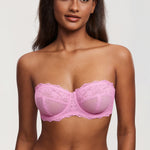 Women's Romantic Lace Strapless Bra Candy Pink