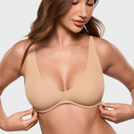 Women's Inbarely® Plus V Neck Unlined Bra - Wide Straps Warm Beige