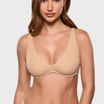 Women's Inbarely® Plus V Neck Unlined Bra - Wide Straps Warm Beige