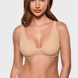 Women's Inbarely® Plus V Neck Unlined Bra - Wide Straps Warm Beige